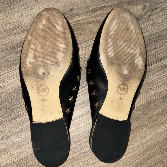 Michael Kors Natasha Black Leather Star Studded Slides Size-8 - Picture 7 of 7